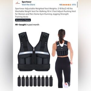 Adjustable 2lbs - 18lbs Black Weighted Vest for Women